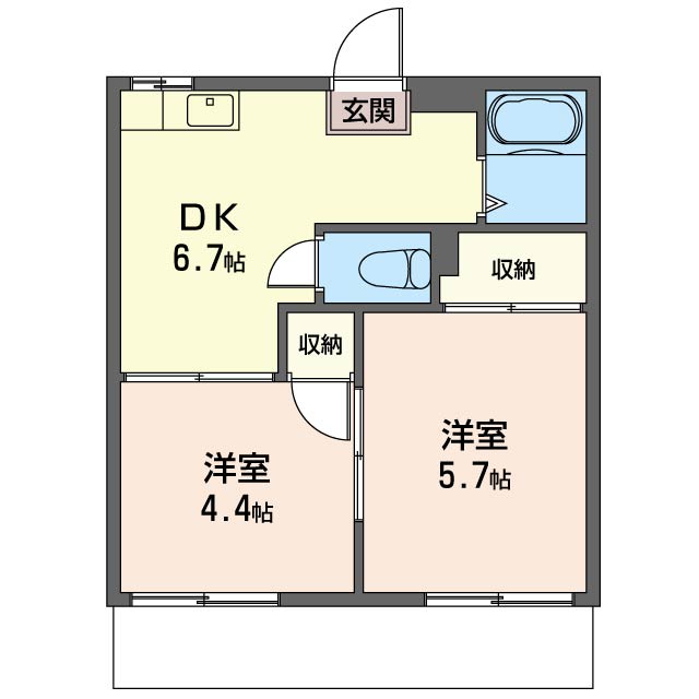 リモートワークにもオススメの2DKのお部屋（サンハウスイシダ）