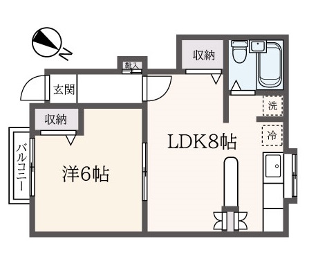 敷地内駐車スペースあり、キッチン収納あり1LDK『タイセイハイツ』