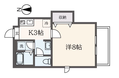 【１Ｋ】一橋学園駅１１分、広めの洋室と2口ガスコンロキッチン♪(サンリヴェール)