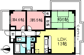 人気3LDK物件南向きの角部屋、日当たり最高！（サニーヒル調布）