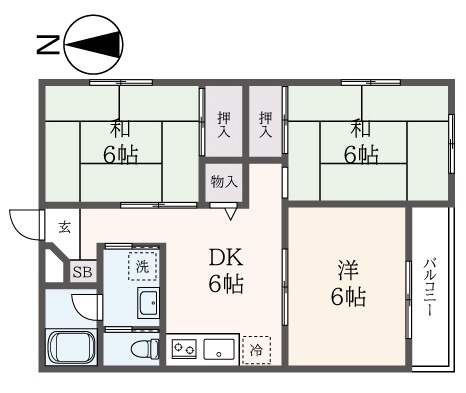 飛田給駅まで徒歩7分　広い3DK！！！　第二ハイツ山桃