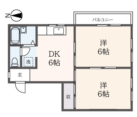 小平駅徒歩5分！日当たり良好！２DKの角部屋です♪