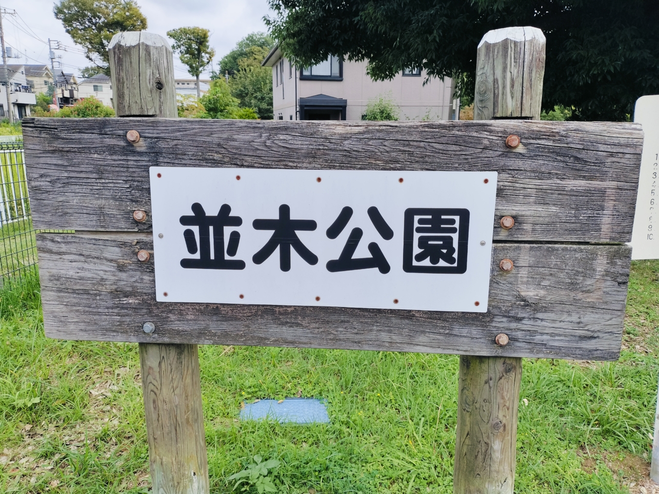 小学校横の芝生がある公園【並木公園】