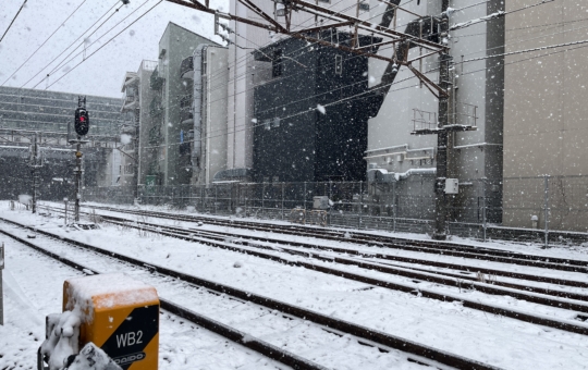 登戸に初雪⛄が降りました！