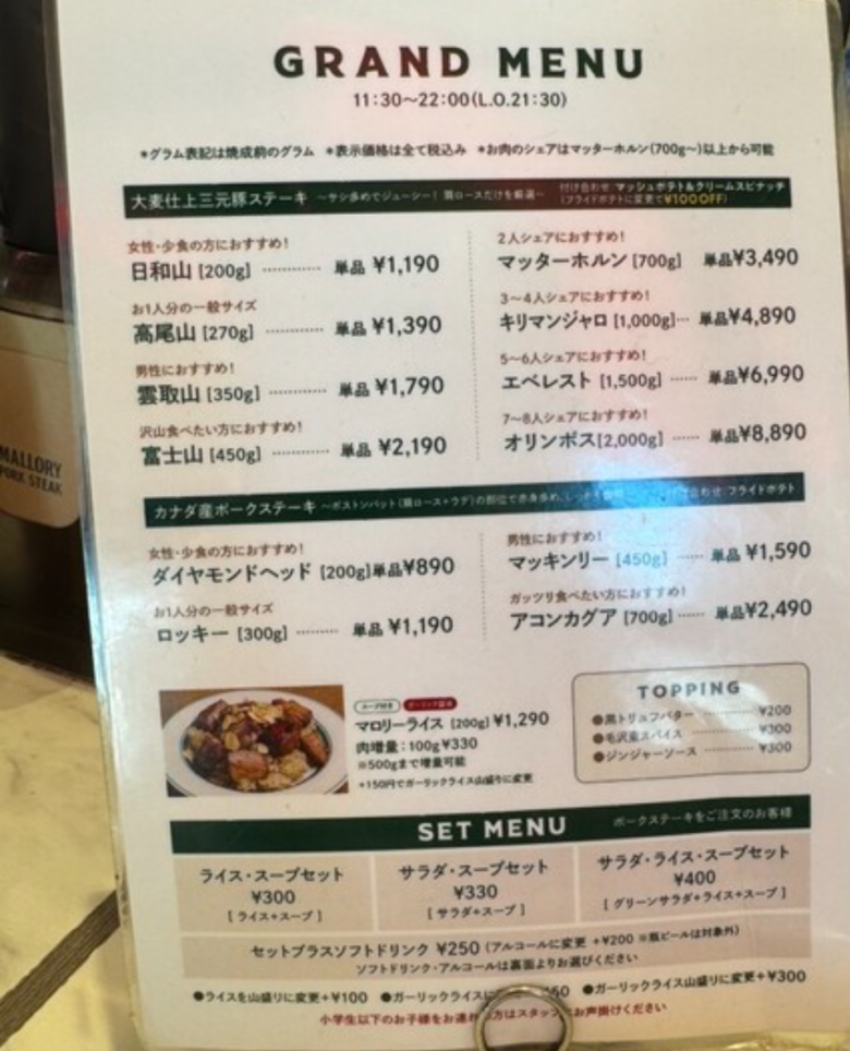 🗻肉の山を登ろう❣　～マロリーポークステーキ 横浜店～