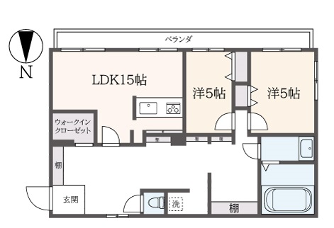 ★室内フルリノベーション済み、広々とした２LDK★（霞マンション）