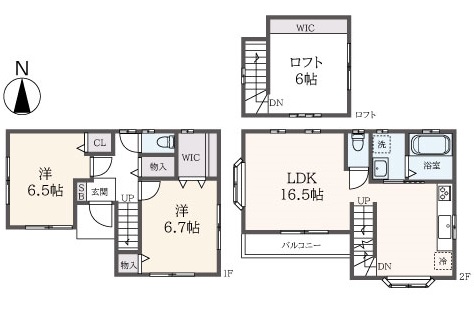 ロフトも天井高で収納もあり【当社管理物件】2LDK＋ロフト付戸建　堀ノ内１丁目戸建